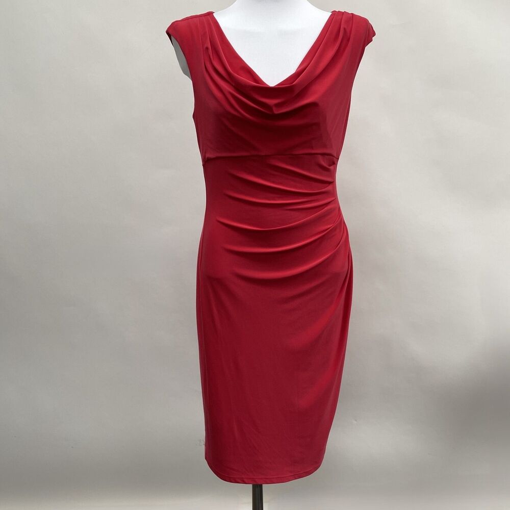 Lauren Ralph Lauren Bodycon Dress Size 10 Pink‎ Cowl Sleeveless